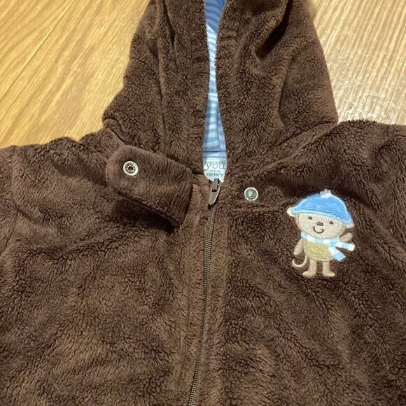 Baby Just One You by Carter's Fleece Brown Bear Pram Snuggle Suit (3 Months) - Picture 4 of 10